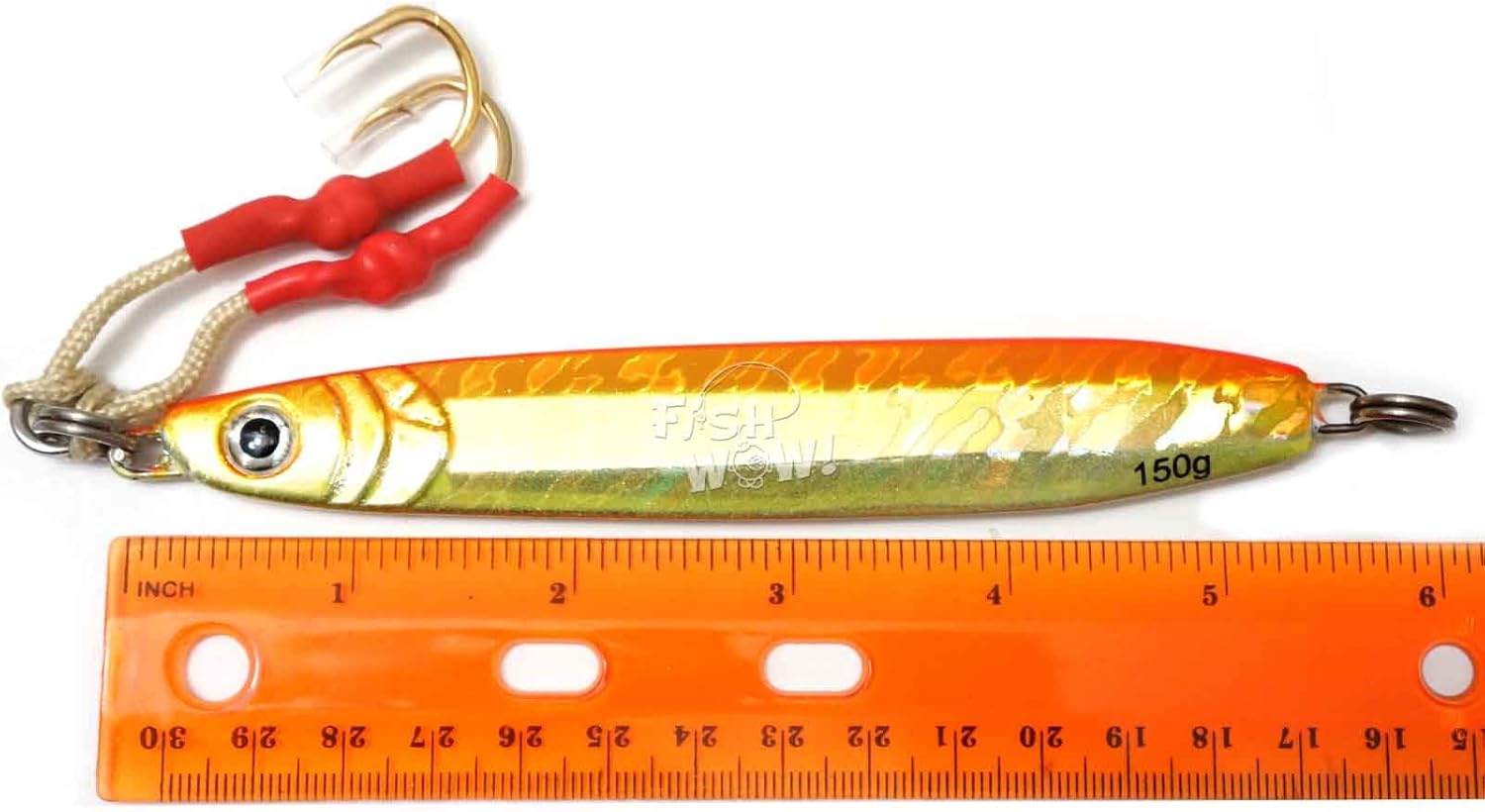 150g Fishing Rigged Butterfly Vertical Metal Speed jig 5.25oz Knife Jig - Orange Set