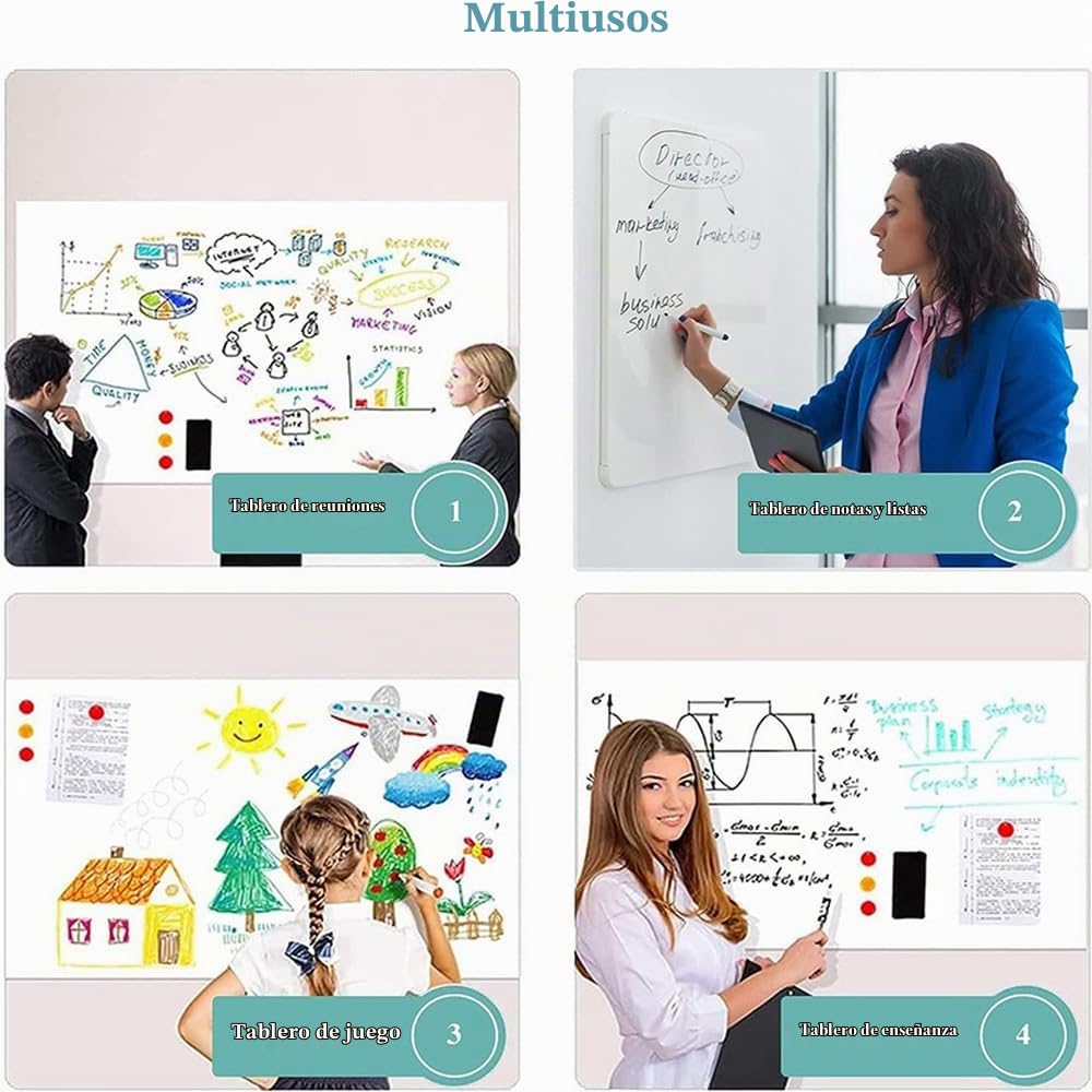 Pizarra Blanca Magnética，Pizarra Blanca Adhesiva，120x90 Cm Papel Pizarra Adhesiva Para Pared, Incluye Marcadores y Borrador Magnético, Para Escribir En Superficies Lisas En Escuelas y Oficinas