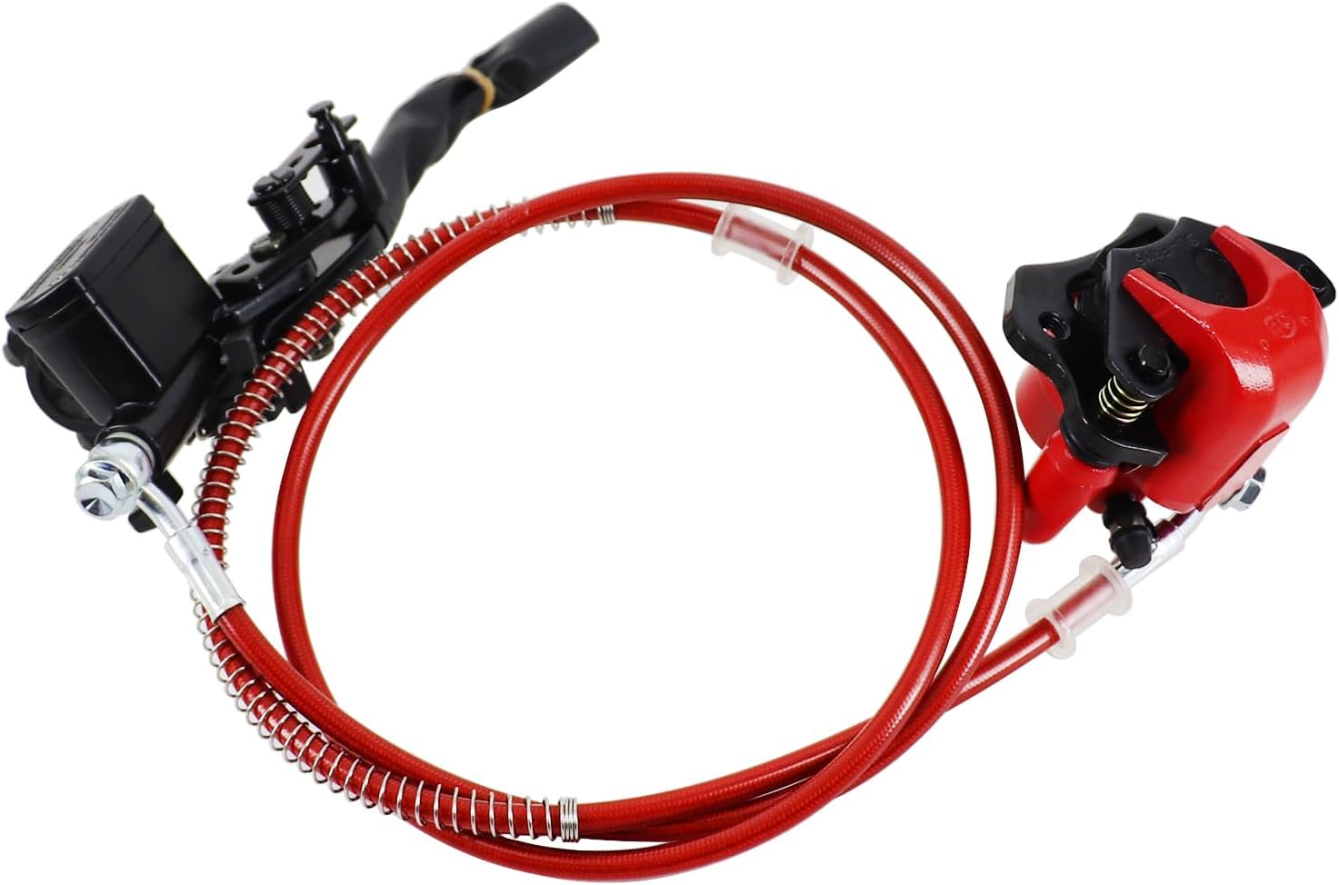 Red Rear Hydraulic Disc Brake System,ATV Quad Left Rear Hand Brake Assembly with caliper&brake pads for Chinese Quad 4 Wheeler Buggy 50cc 70cc 90cc 110cc 125cc 150cc Taotao Kazuma Coolster ATV parts