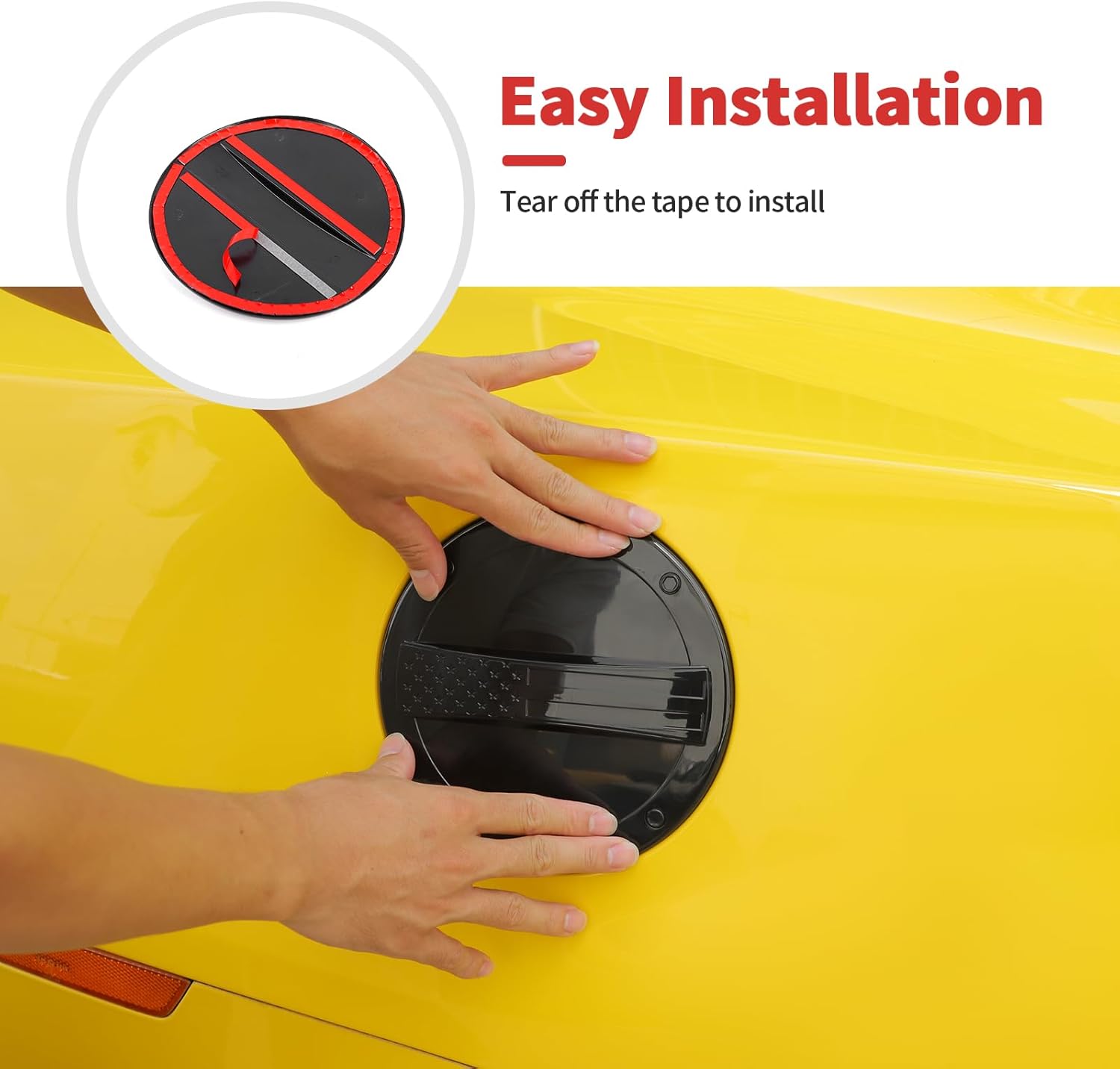 Gas Cap Fuel Door Gas Cap Cover Fit for 2012-2015 Chevy Camaro (Black Flag)