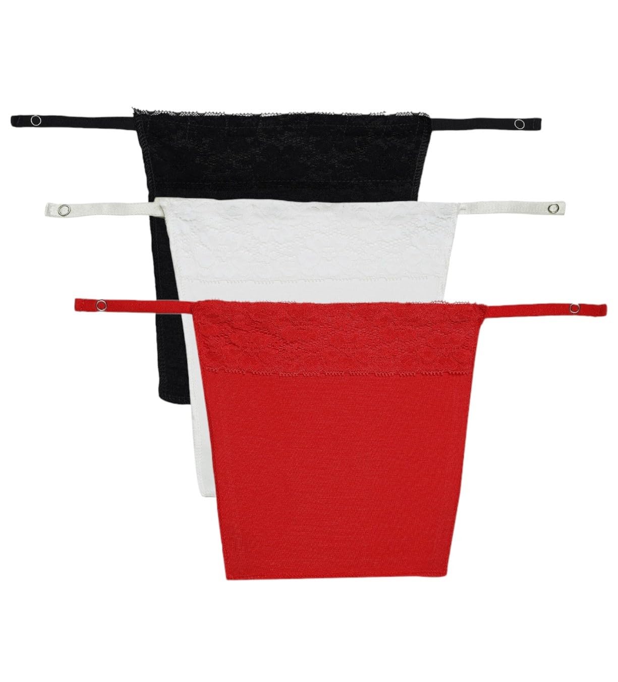 plumbury Women Cotton Clip-On Mock Camisole with Lace Camisecret (Pack of 3) Red/Black/White- One Size-picture-53