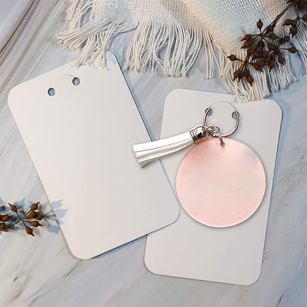 JIHUOO 100 Pcs Keychain Display Card Holder with Self Sealing Bags Keychain Packaging Supplies Jewelry Display Cards for Necklace Bracelet White - Image 3