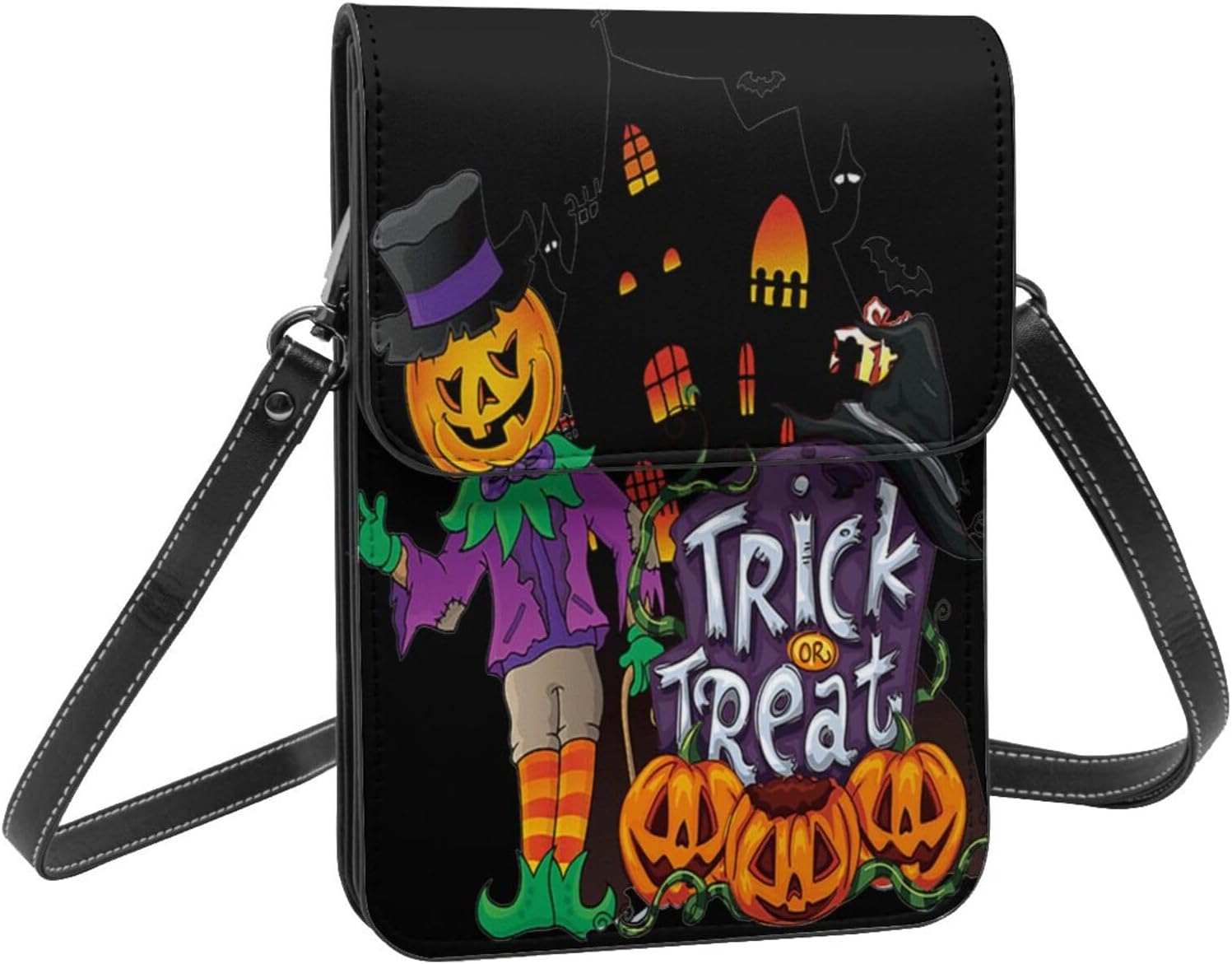 Halloween Pumpkin Lantern Cell Phone Purse Crossbody Bag for Travel Sports Shoulder Bags