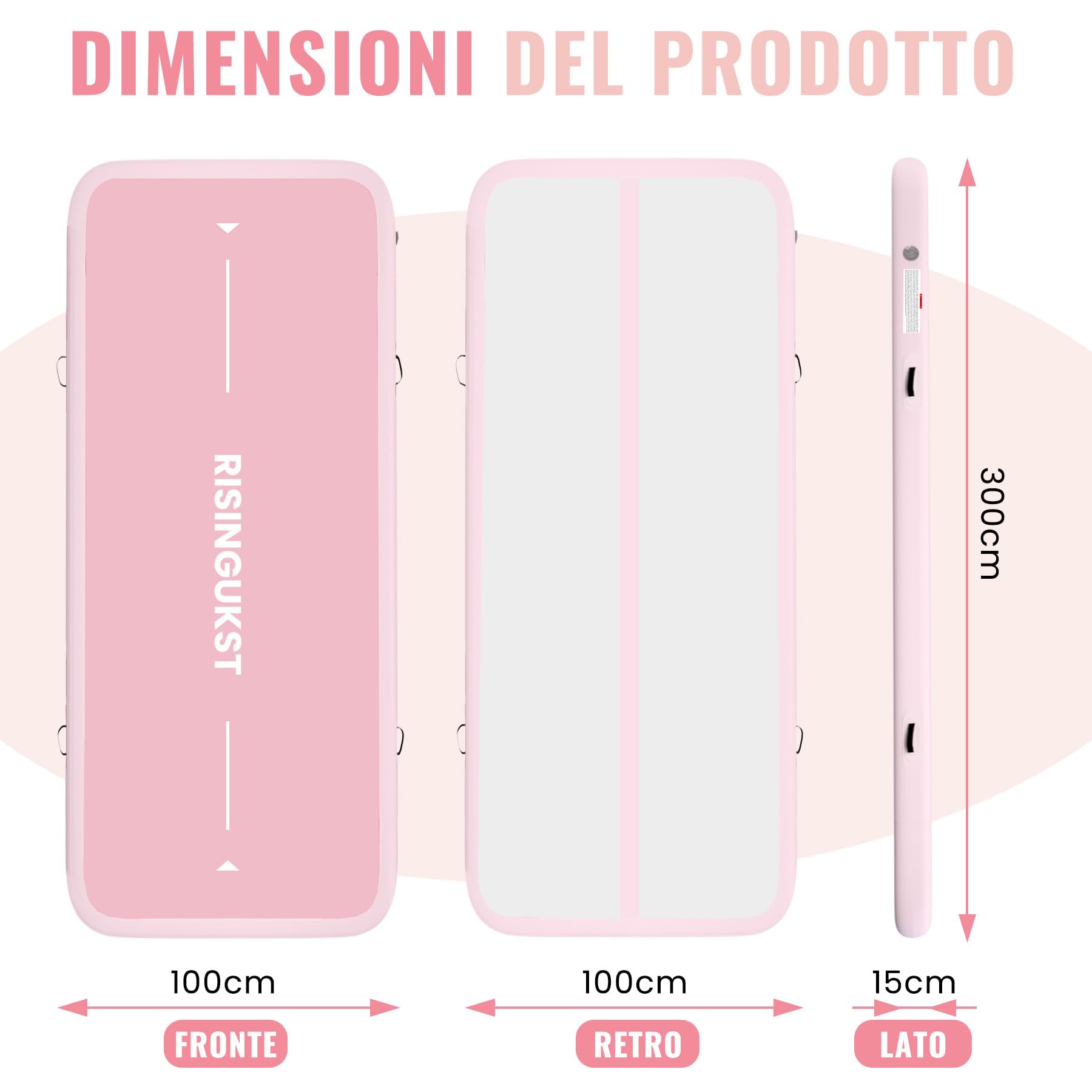 RISINGUKST Air Track Ginnastica Artistica 10/15/20cm Spessore, 2/3/4/5/6m materassino palestra con Pompa Elettrica per Casa