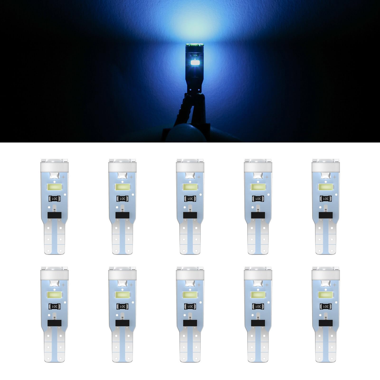 ECCPP 10x Instrument Cluster Dash Panel Lights T5-5-3014-SMD-Ice Blue