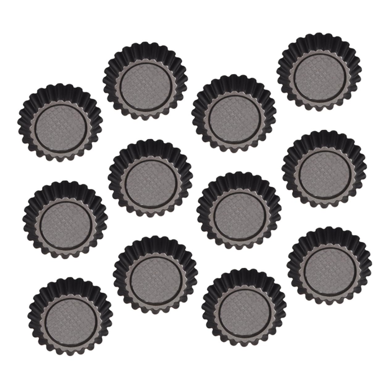 Mikinona Molde para Tartaletas de Huevo 12 Piezas Antiadherente y Resistente a Rayaduras de Acero al Carbono Negro para Hornear Postres y DIY