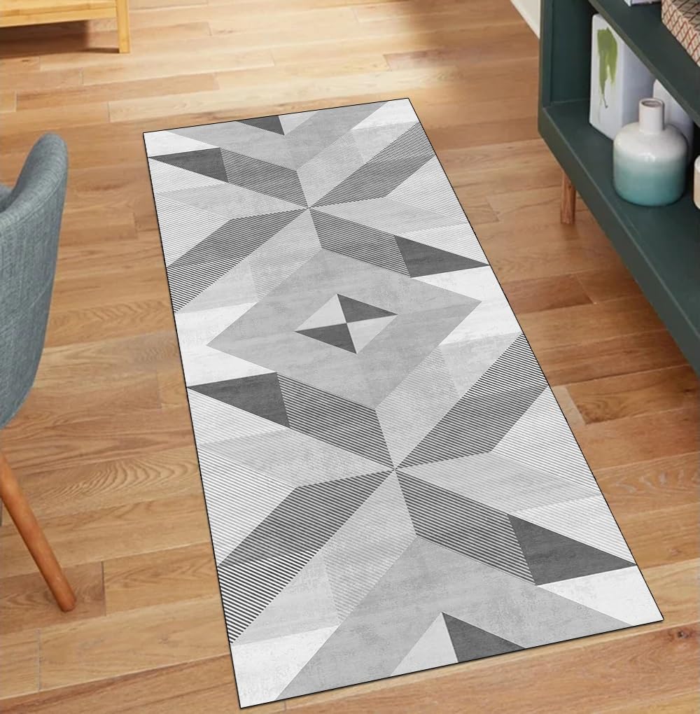 Alfombra antideslizante para pasillo color gris lavable de 120 x 120 cm