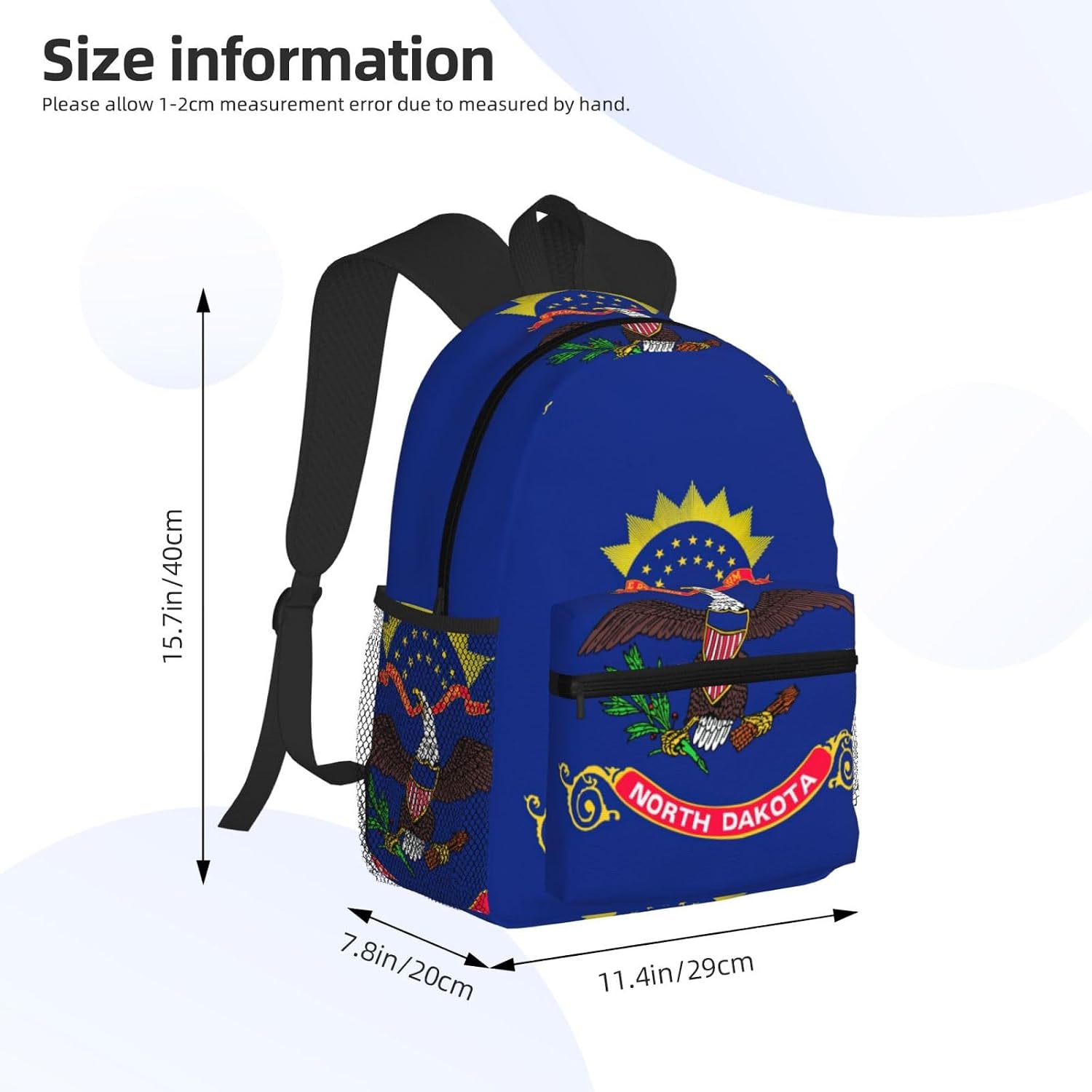 North Dakota State Flag Backpack Large Sports Bag, Best for Basketball, Soccer, Volleyball, Swim, Gym, Travel