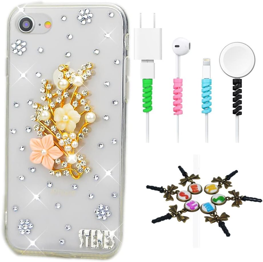 STENES Bling Phone Case Compatible with Bling Case Compatible iPhone 11 Pro - Stylish - 3D Handmade [Sparkle Series] Boat Starfish Peace Dove Design Cover with Cable Protector [4 Pack] - Navy Blue