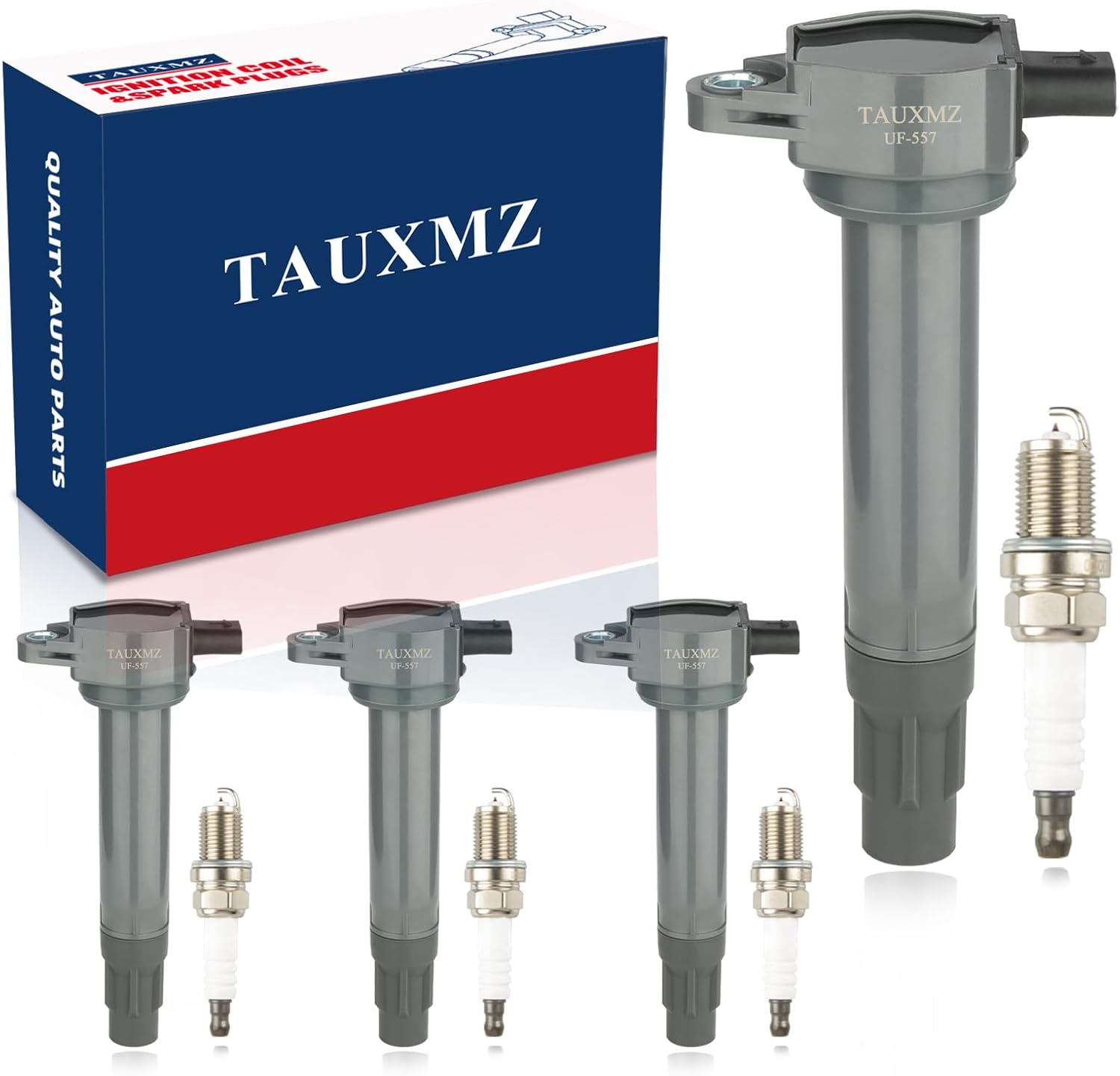 TAUXMZ Ignition Coil Pack UF557 and Iridium Spark Plugs 4503
