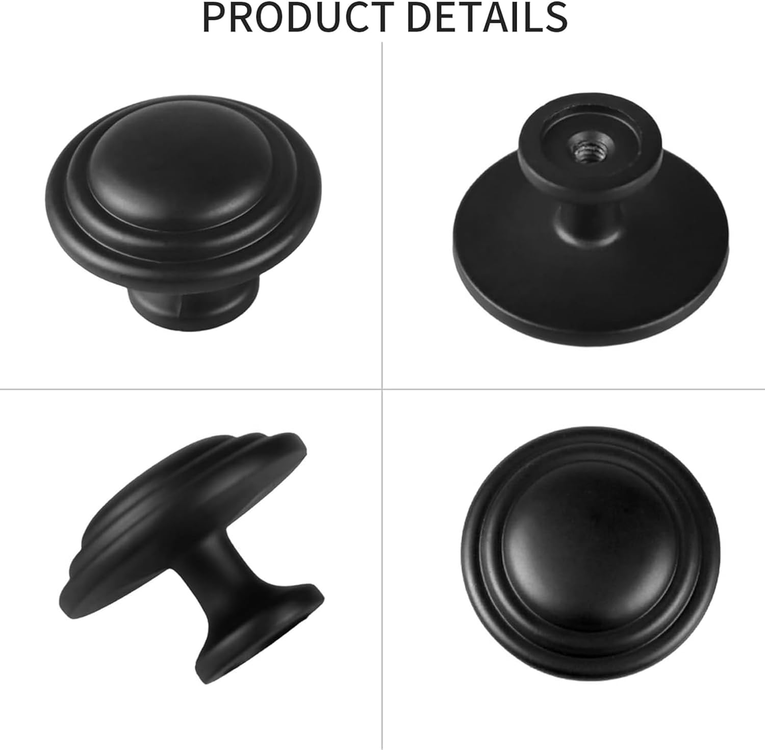 Cabinet Knobs 30 Pack Black Hardware, 1.3 Inch (33mm) Kitchen Cabinets Drawers Round Handles Dresser Cupboard Knobs Hole Home Bathroom Hardware Sturdy Cabinet Door Knobs