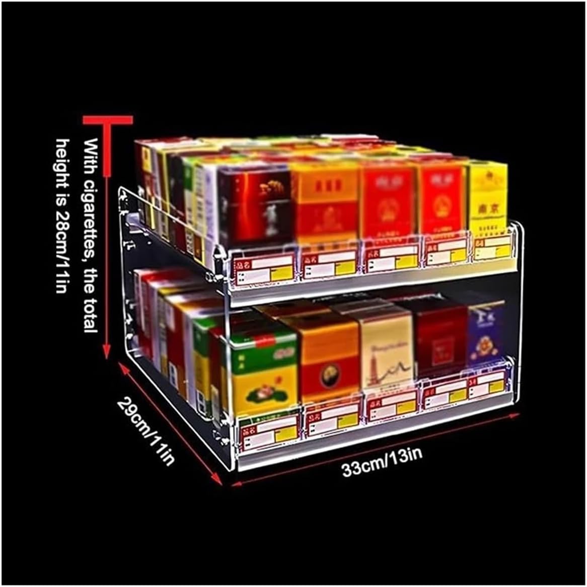 Multifunctional Automatic Cigarette Pusher Shelf for Market Store Retail，Auto Cigarette Pusher Display Holder - Cigarette Showcases Display Rack, Acrylic Clear Cigarette Display Rack Shelf,
