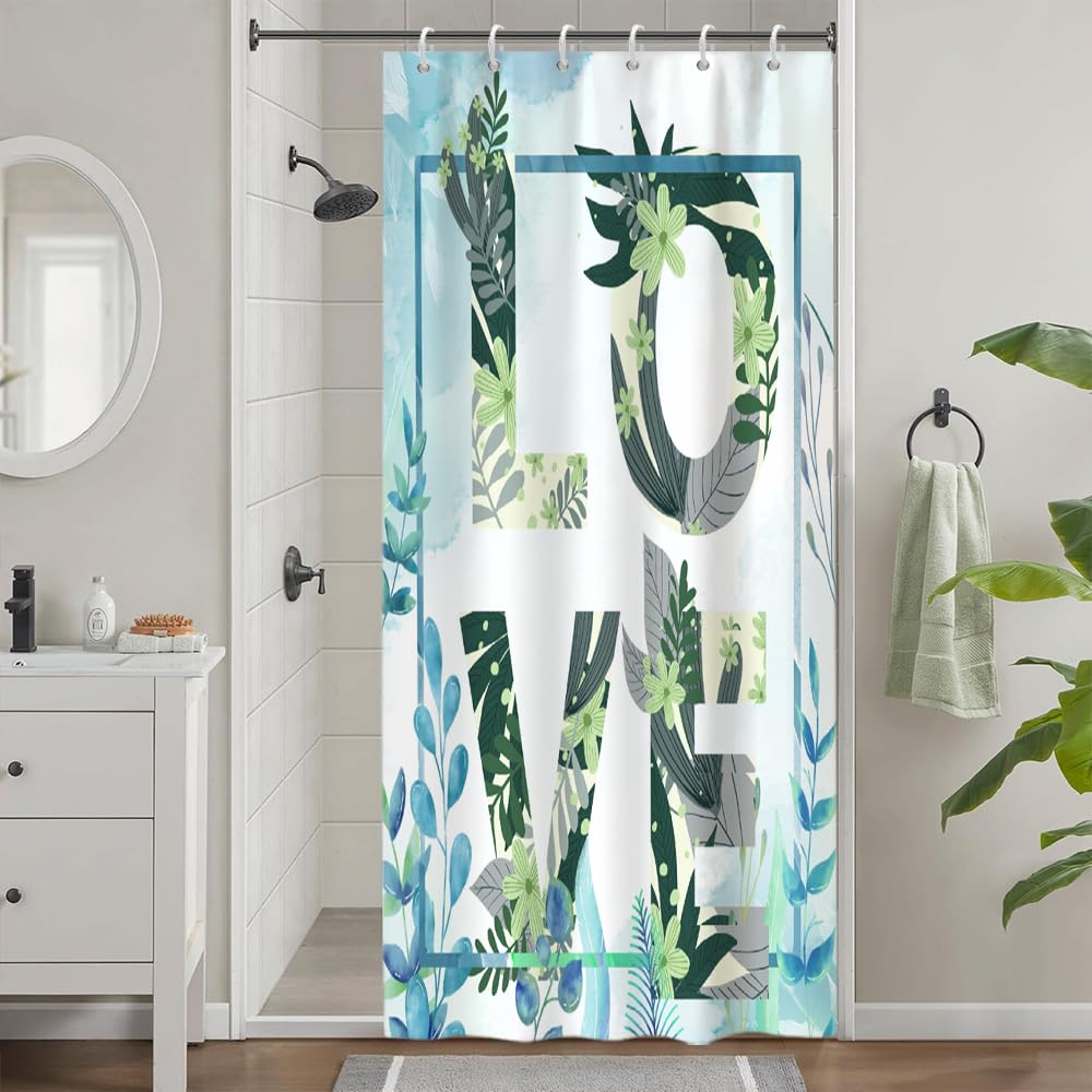 Cortina de Ducha de Hoja Eucalipto, Cortinas de Ducha Verde Oro Abstracto Planta Cortinas de Baño Antimoho Impermeable Lavable Tejido de Poliéster Cortina Ducha con 12 Ganchos 120x200cm — view 50