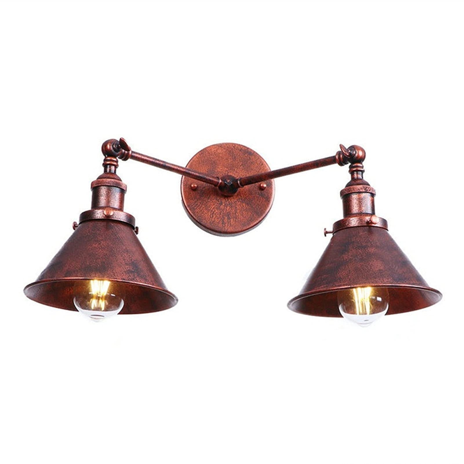 ZTCHSENZT Wall Sconces, Retro Loft Adjustable Wrought Iron Wall Light Industrial V-intage Adjust Bedside Wall Lamp E27 Double Iron Wall Sconce Fixture Home Indoor Lighting Bedside,Rust Color