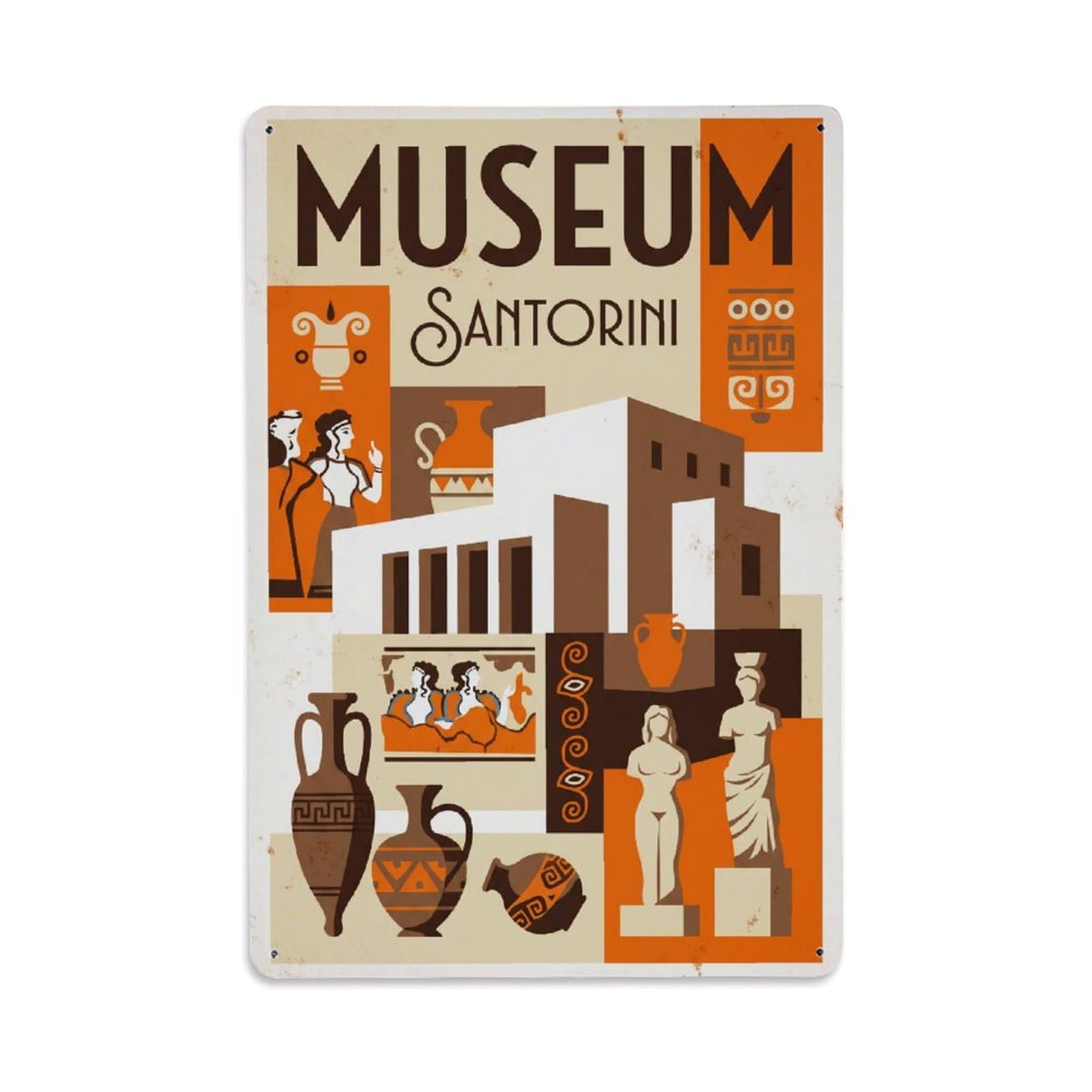 Vintage Travel Fira Santorini Museum Metal Tin Sign
