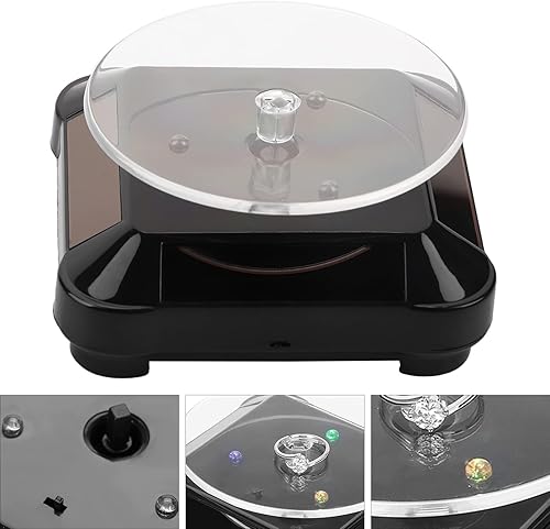 Miniatura 7 de Escaparate giratorio con energía solar, plato giratorio de 360 grados para reloj, soporte de exhibición de joyas, estante de colección de