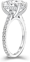 Vista 2 de Anillo de compromiso de corte cojín de 4 quilates para mujer, anillo de compromiso chapado en oro blancorosa de plata de ley 925 de 18 quilates