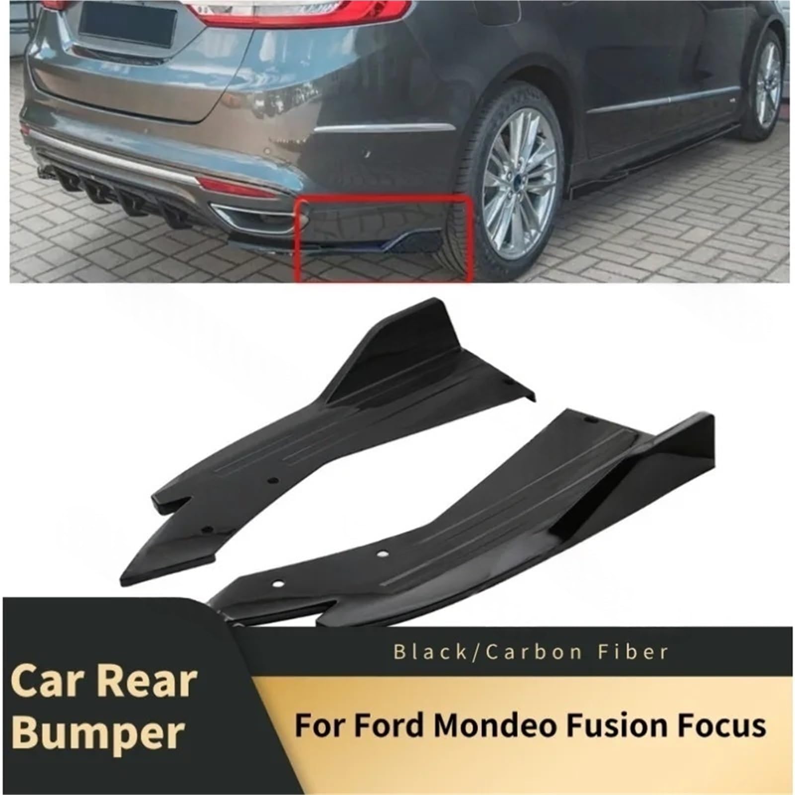 Spoiler tylnego zderzaka usta kompatybilny z F0rd Mondeo Fusion Focus Splitter dyfuzor zabezpieczenie przed zarysowaniem wykończenia boczna dokładka rozszerzenie Body Kit(Black)