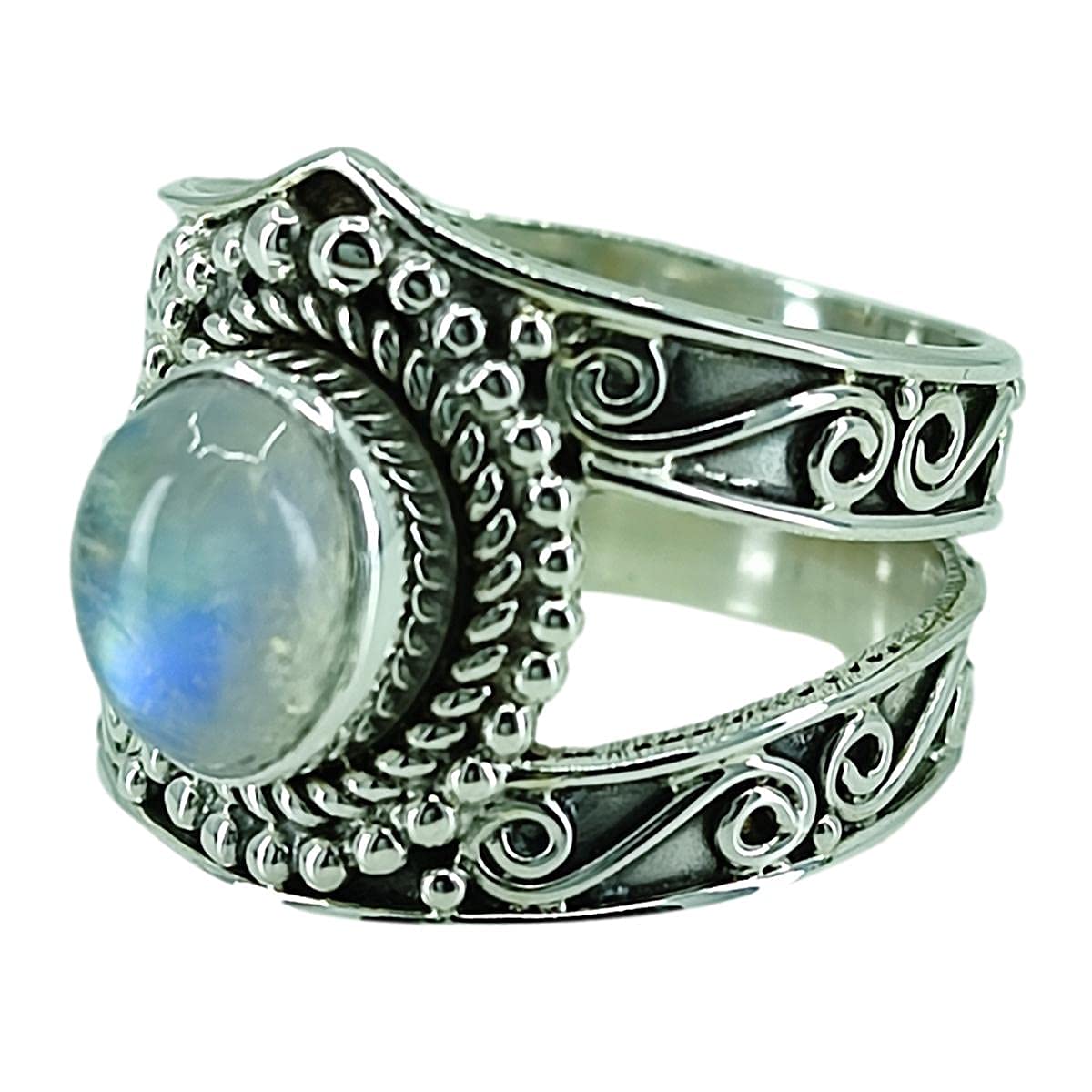 Regenbogen mondstein 925 Sterling Silber Handarbeit Damen Ringgrößen 14 bis 22 DE