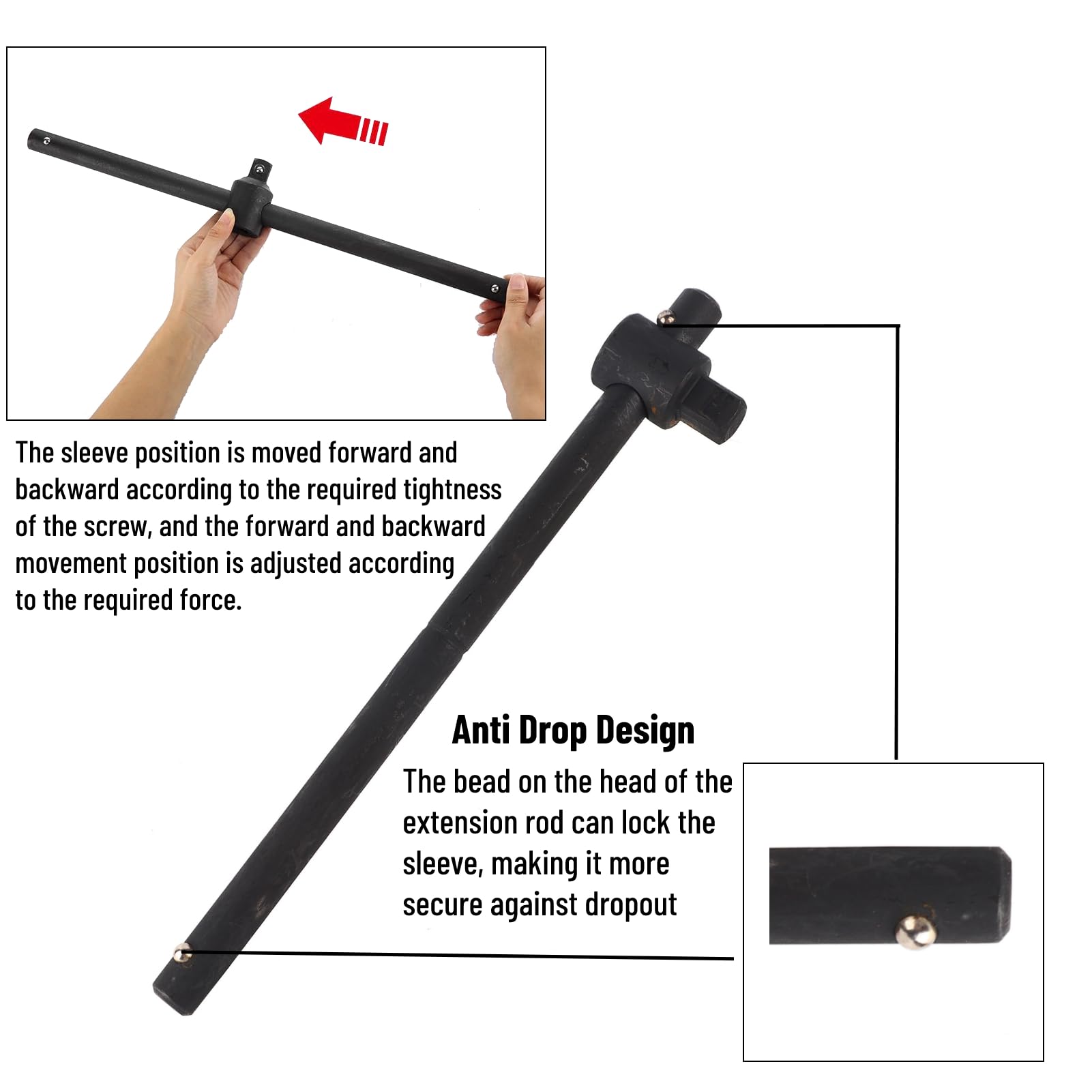 Schiebe-T-Griff-Buchse – 1/2 Zoll Antrieb, 500 Mm Länge, Aus Chrom-Molybdän-Stahl, Für Steckschlüssel