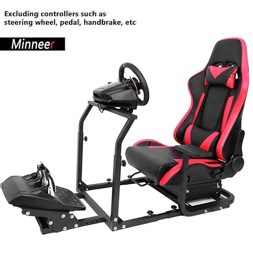 Minneer Cabina súper simulador de conducción con asiento real para Logitech G25 G27 G29 G920 de doble segmento ajustable Xbox PS4 marco de soporte