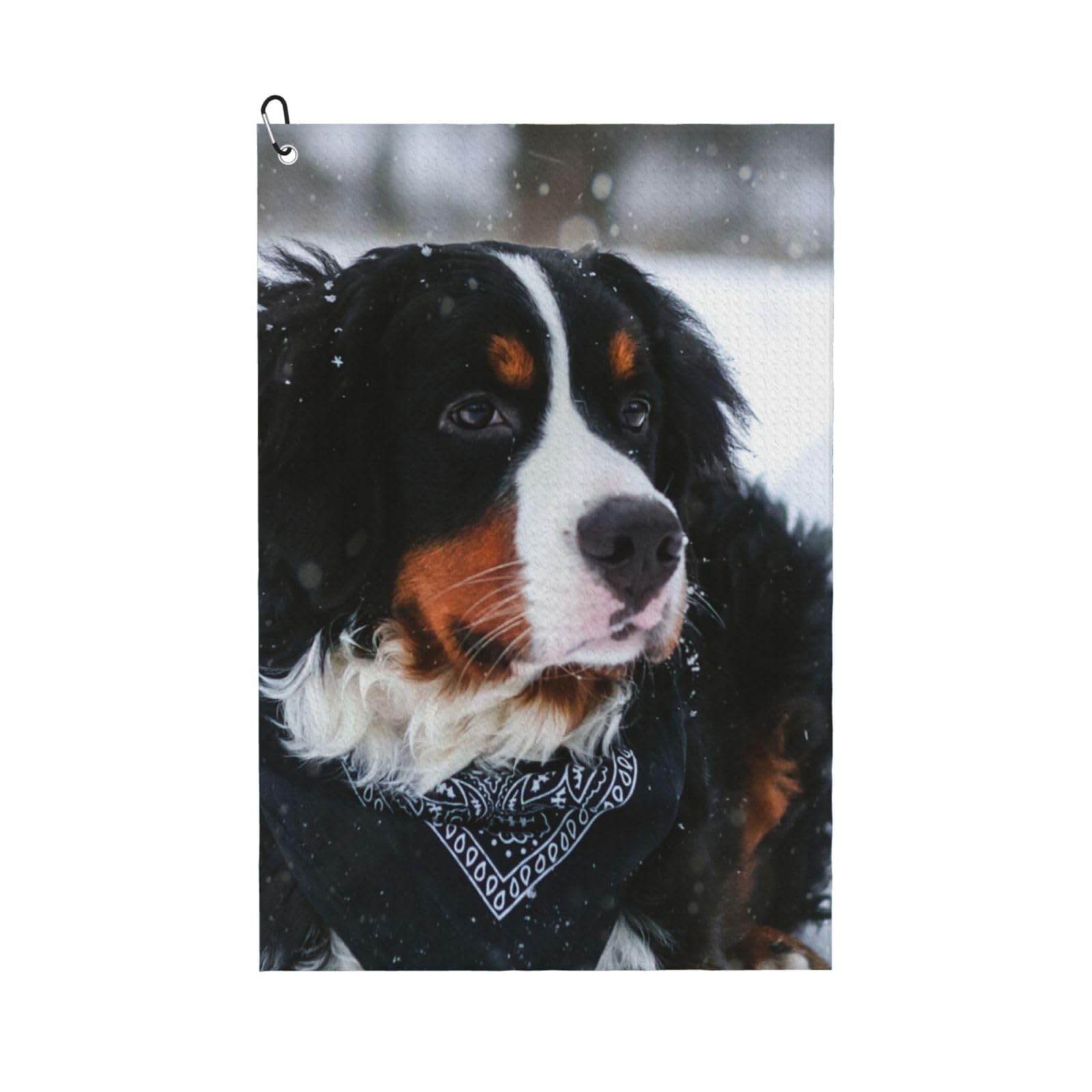 Hnnkloy Bernese Mountain Dog Snowfall, 16x24 in Portable Waffle Golf Towels with Carabiner Clip for Golf Bag