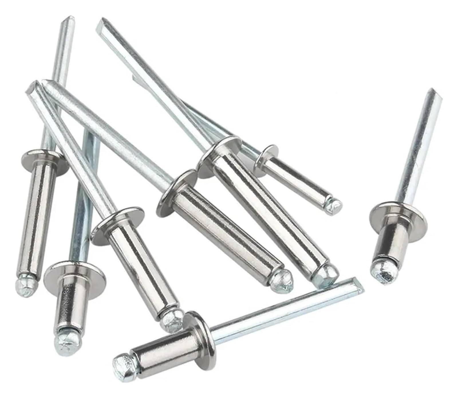 Nieten, Blindnieten, 10–50 Stück Aluminiumnieten M2.4 M3.2 M4 M4.8 M5 M6 Blindnieten mit Rundkopf, Stahlschaft, Dorn, Auspuffnieten, Zugnagel(25mm,M4 (50pcs))