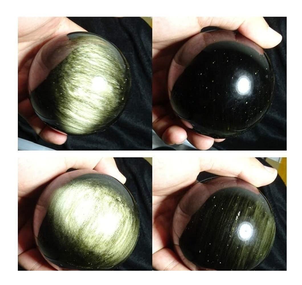 Artesanías de Piedra Bola de Masaje de Bola de Cristal de obsidiana de Plata Natural Bola mágica Joyería de Feng Shui 1pc (Size : 40mm)