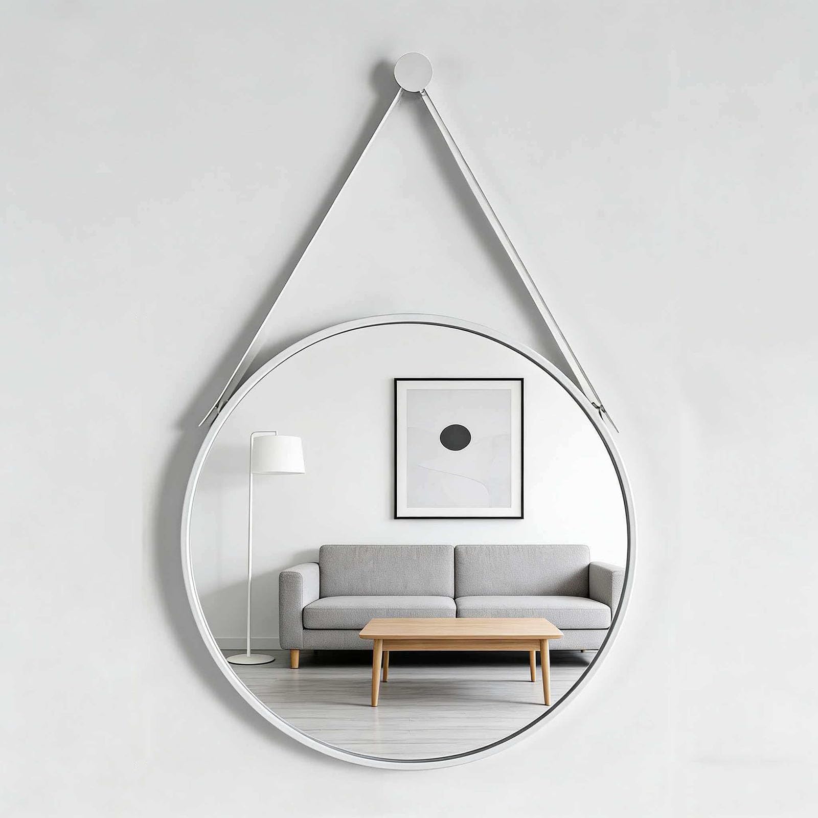 SXFSDOU Round Wall Mirror, Metal Frame, Modern Hanging Vanity HD for Living Room, Bedroom, Entryway, Hallway