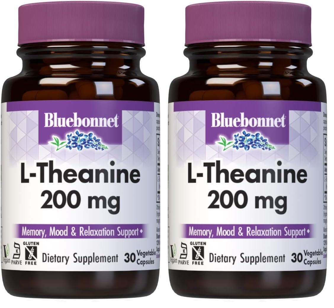 BlueBonnet Nutrition L-Theanine 200 mg 30 Count (Pack of 2)