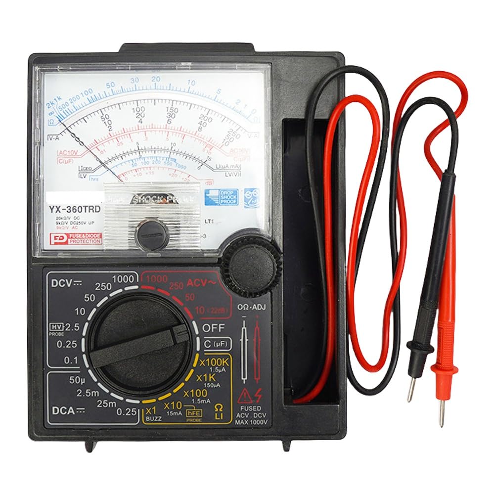 Cpolebev Analog Multimeter Tester with Buzzer Test Pen Voltage Current Tester DC 1000V Handheld Pointer Analog Meter Multimeter