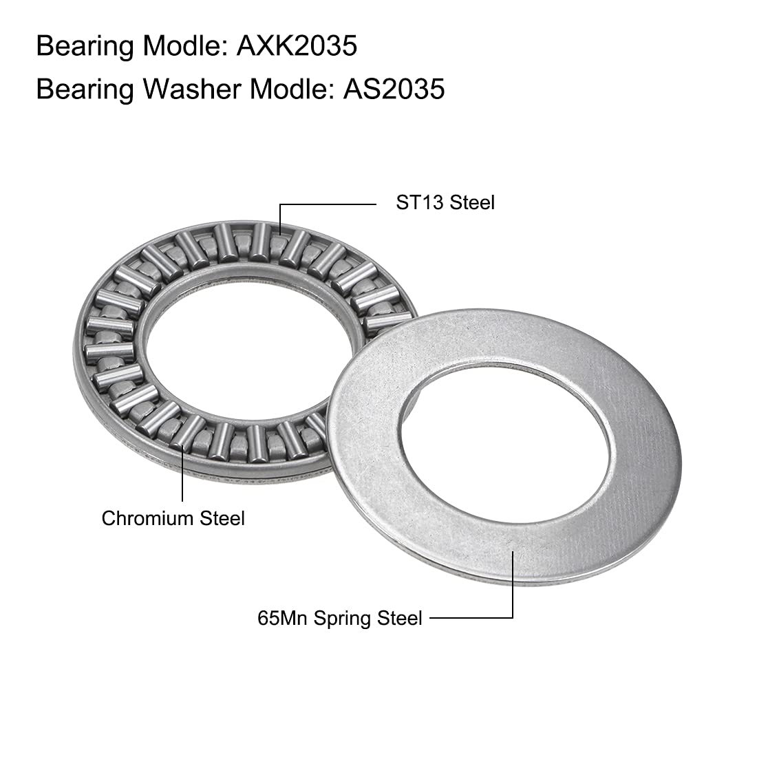 Produktbild von Sourcing Map AXK3552+2AS Nadellager Mit Scheiben – 35x52 Mm, Für Axiale Lasten