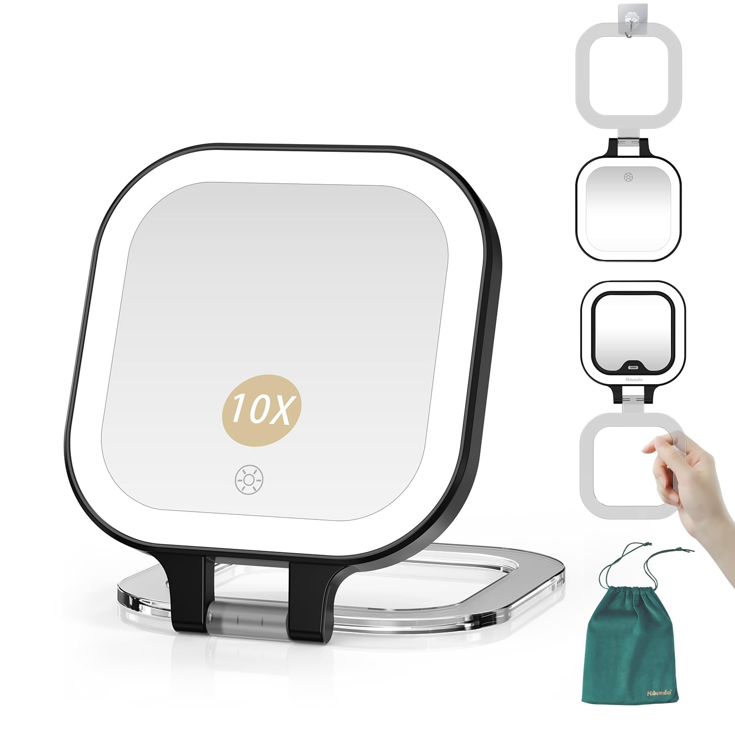 Miroir compact double face avec lumière Mocado le cadeau beauté idéal pour voyageuse