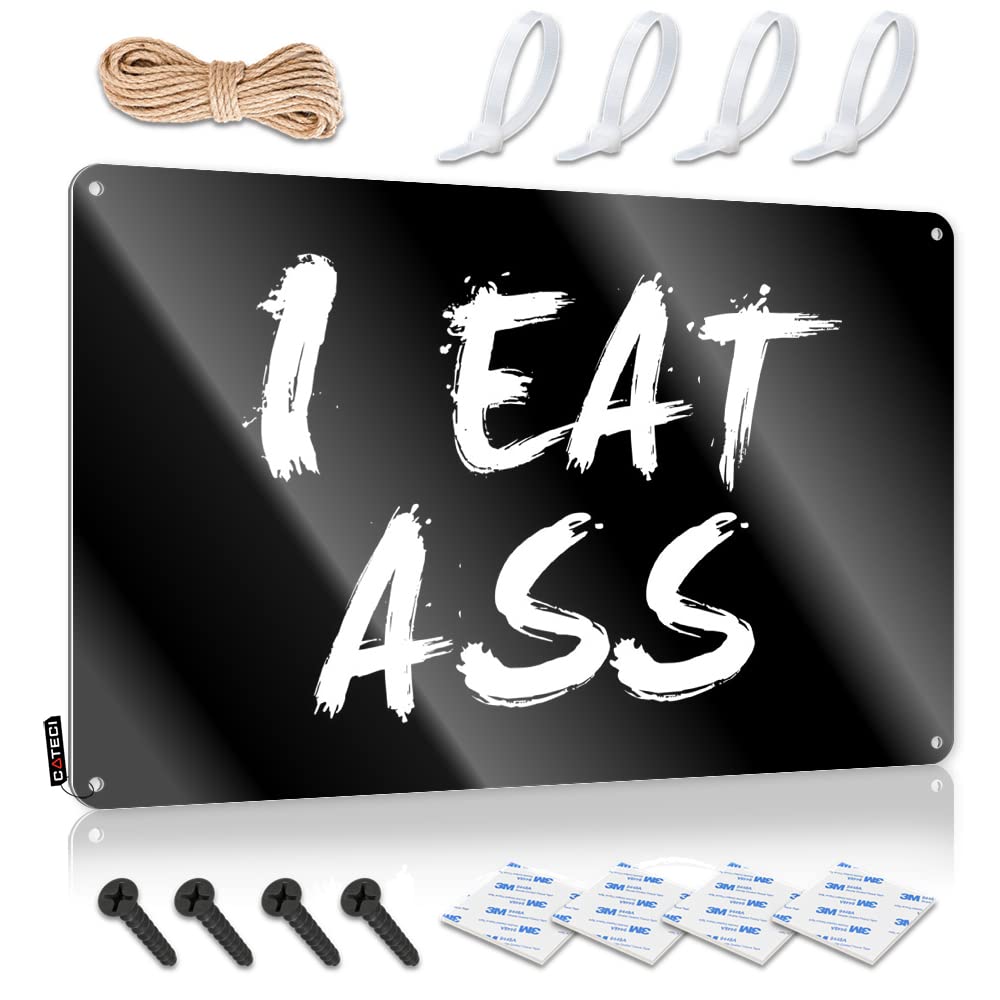 Vintage Metal Signs Funny I Eat Ass Tin Sign Backyard Bar Sign Funny Camping Signs(20X30CM)