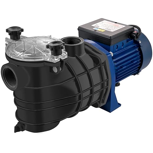 VEVOR Pompe Piscine Filtration 15000 L/h, 1 HP Pompe Circulation Eau avec Panier Filtre Amovible, Pompe à Filtre 750W, Hauteur de Levage Max. 14,5M pour Piscines Spas Sources Thermales