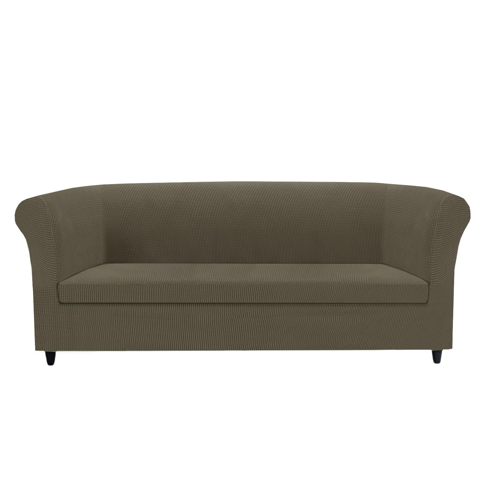 KYJSW Chesterfield Sofa Cover Stretch Jacquard Fabric Couch Slipcover With Armrests Cushion Cover Seat Cover Non-Slip Furniture Protector (Taupe,LOVESEAT+1PC LARGE 2-SEAT)