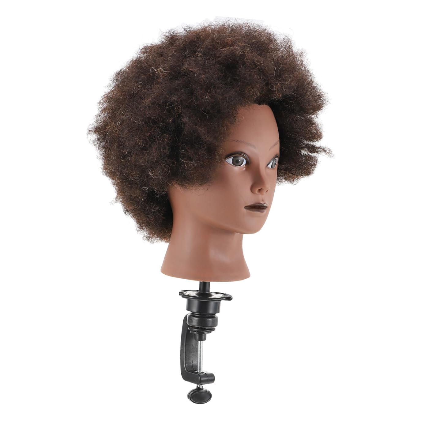 Friseur Übungskopf Afro Schwarz mit Fest Implantiertem Haar