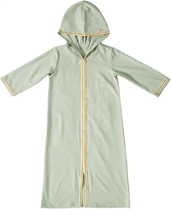 Beessbest Muslim Dress for Girls, Hooded Long Sleeve One-Piece Islamic Prayer Dress, Hijab for Kids, Girls Abaya