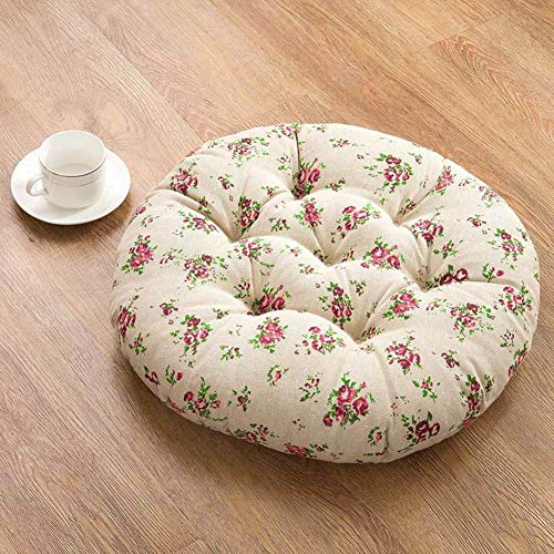 ZXCC Le Confort Rond Coussin De Chaise, Coussin D'assise Voiture épais Sol Coussin Bureau Coussin D'assise Enfants Oreiller Tapis pour Exterieur Jardin-Fleur 40x40cm(16x16inch) Cover