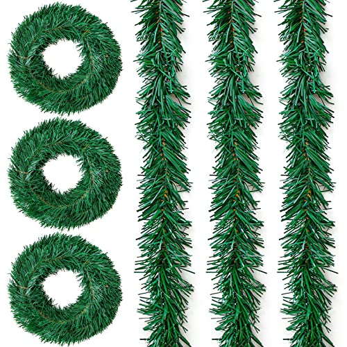 ZIFTY Weihnachtsgirlande, 3 Stränge, künstliche Kiefernnadel, weich, grün, für Zuhause, Urlaub, Hochzeit, Party, Kaminsims, Tür, Garten, Außenbereich, Innendekoration Cover