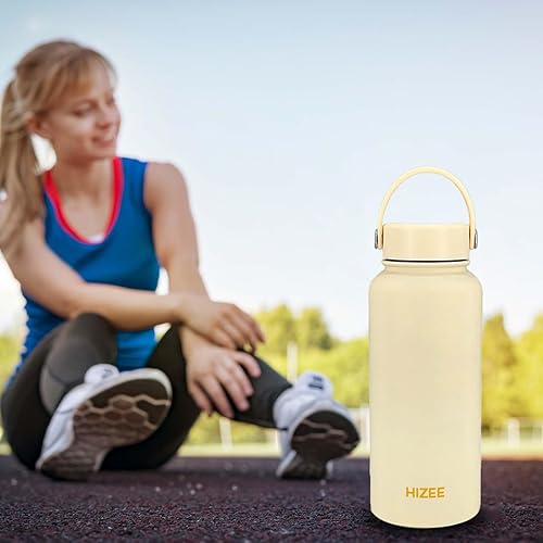 Miniatura 5 de Botella de agua deportiva de 32 onzas con tapa, botella de agua a prueba de fugas, doble aislamiento al vacío, botella de agua aislada de acero