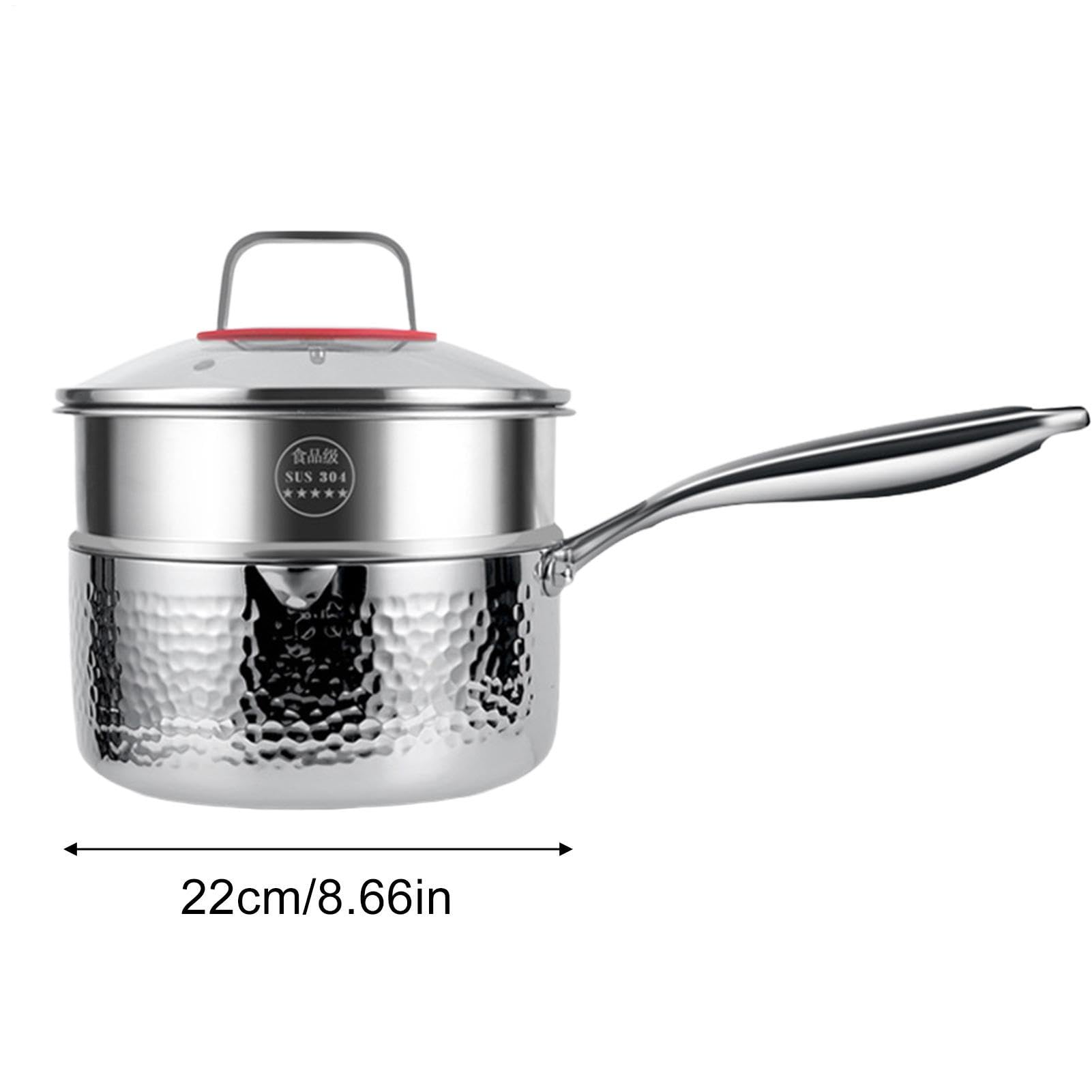 Pentola in titanio con coperchio, senza rivestimento, martellate,
