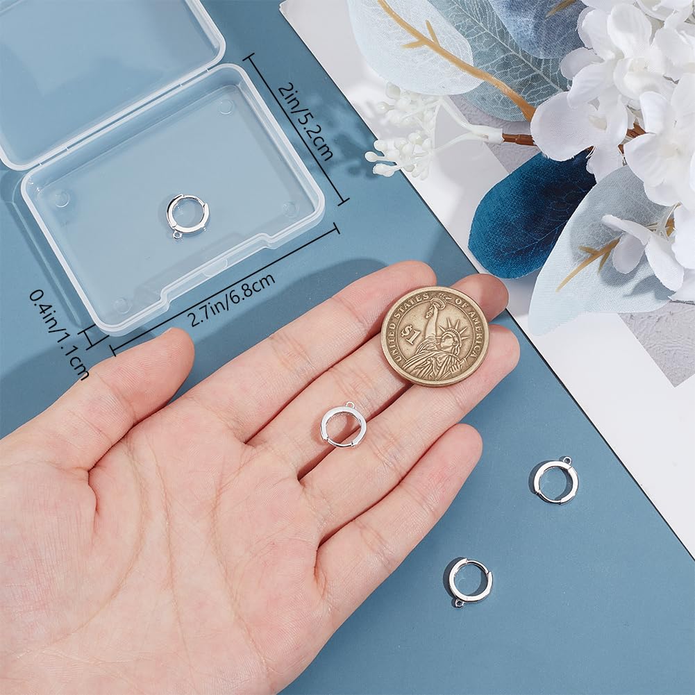 Beebeecraft 1 Scatola 14 Pezzi Ganci A Leva con Zirconi Cubici Placcati in Oro 18K Accessori per Orecchini A Cerchio Huggie Ganci per Orecchie A Clip Francesi con Passante per La Realizzazione