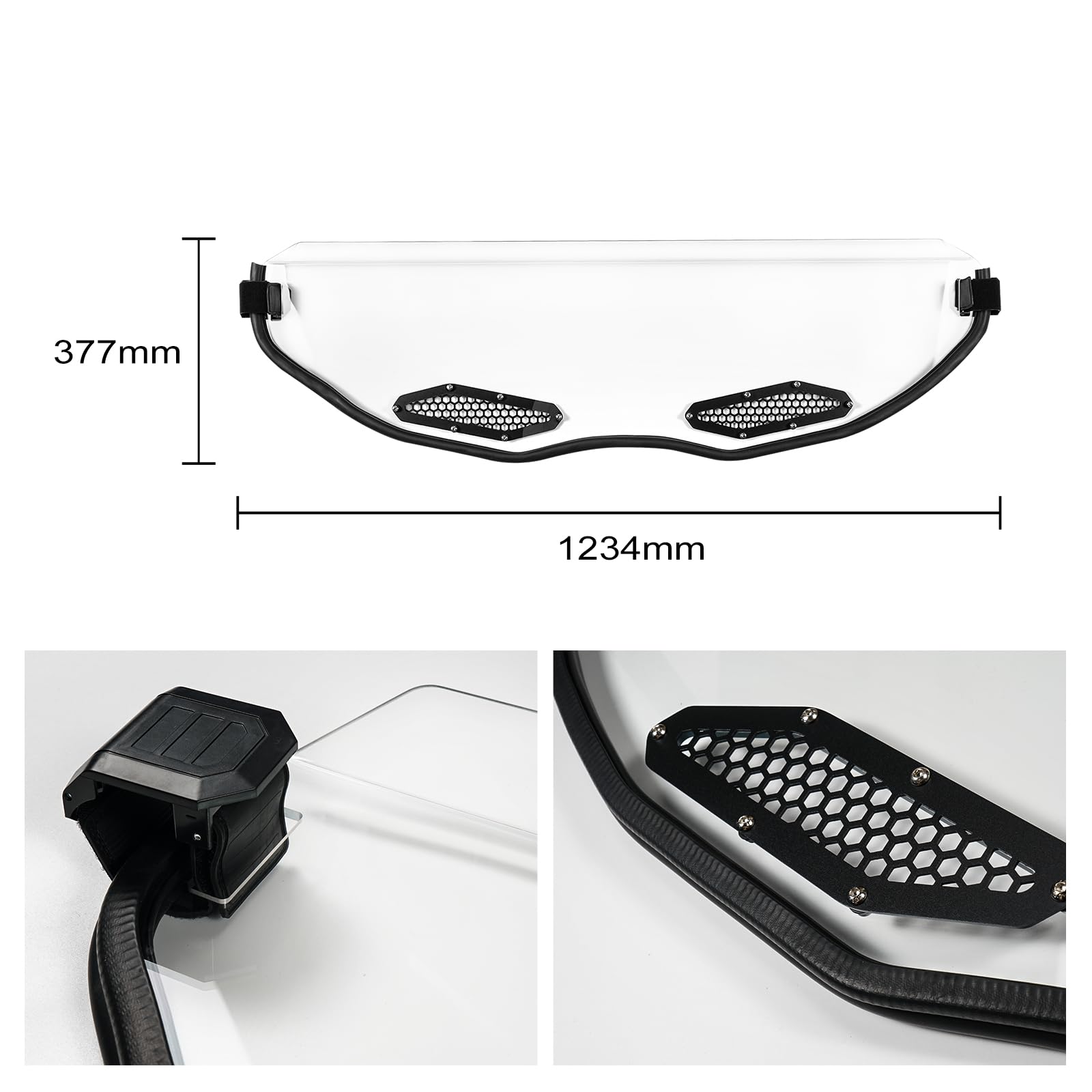 NICECNC Halbe Windschutzscheibe, hartbeschichtet, UV-beständig, kompatibel mit Maverick X3 4x4 DS Turbo DPS 2021-2024, Maverick X3 Max 4x4 DS Turbo DPS 2021-2024, Maverick X3 R 4x4 XRS Turbo DPS 2017
