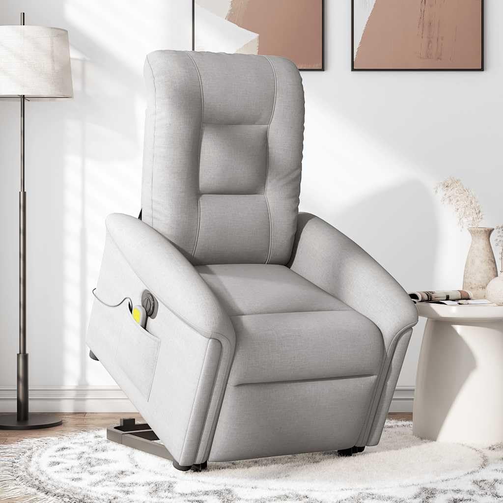 vidaXL Sillón de Masaje eléctrico reclinable elevable Tela Gris Nube