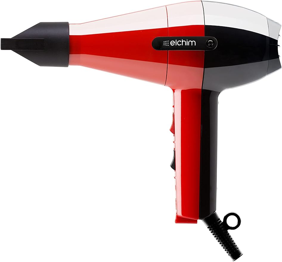 Phon per capelli Elchim 2001 HP Rosso&Nero | Asciugacapelli Professionale | Due Velocità | Cinque temperature | Motore di Lunga Durata | Per Capelli Morbidi e Setosi |1700-2000W 220-240V