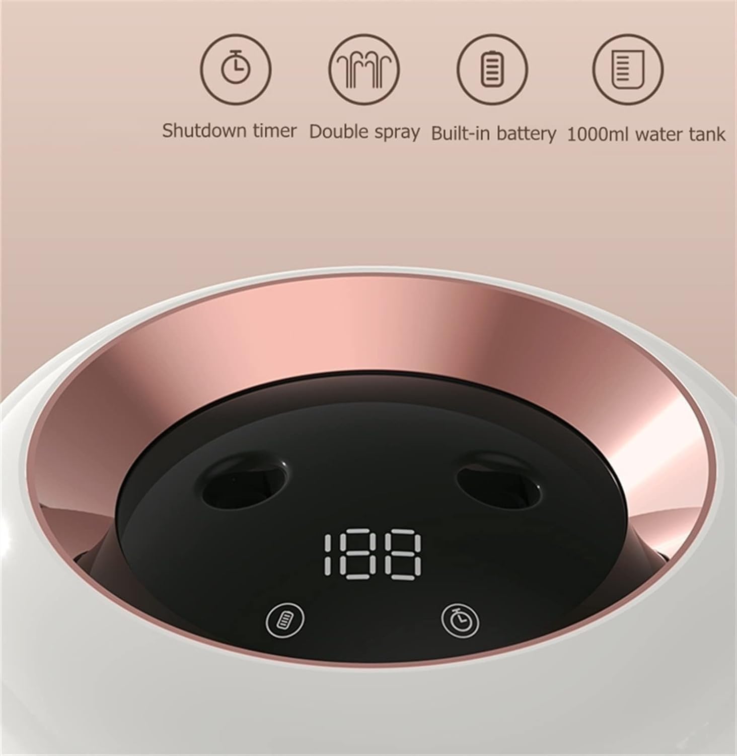 per Uso Domestico Umidificatori 1L Doppio Ugello Umidificatore Purificatore d'Aria Domestica 2000mAh Display della Batteria Fragranza Ad Ultrasuoni Mist Maker USB(A)