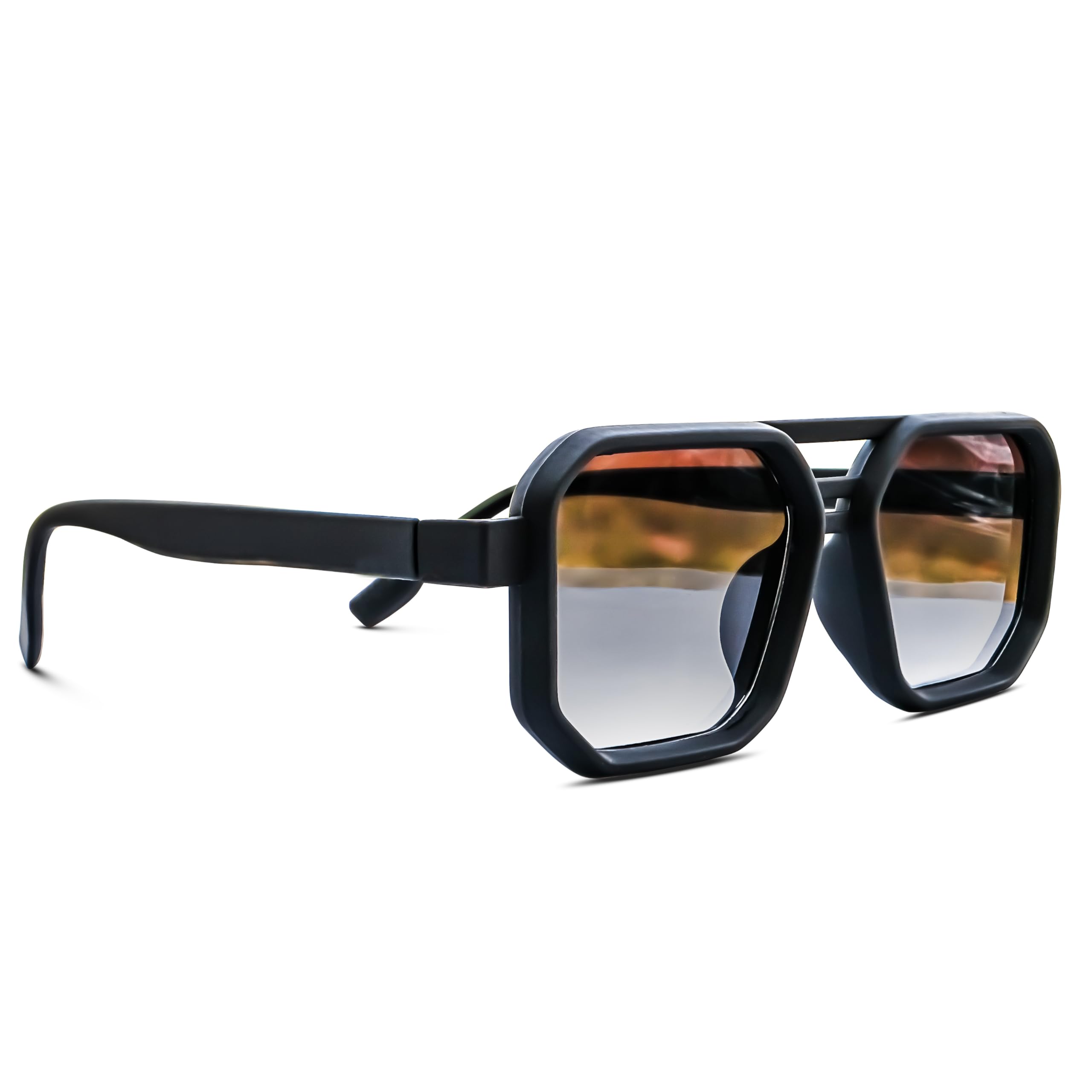 Oversized Square Sunglasses, Matte Black Frame, Gradient Lens-image-41