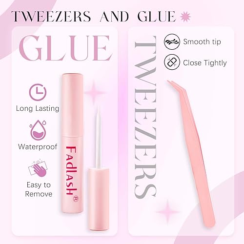 FADLASH False Eyelashes Voluminous and Fluffy Cat Eye Lashes Black Fake Lashes with Thin Band Wear Comfortable, Pack 14 Pairs, LZ-DD-14(LZDD14-3ps,Falsh KIT)