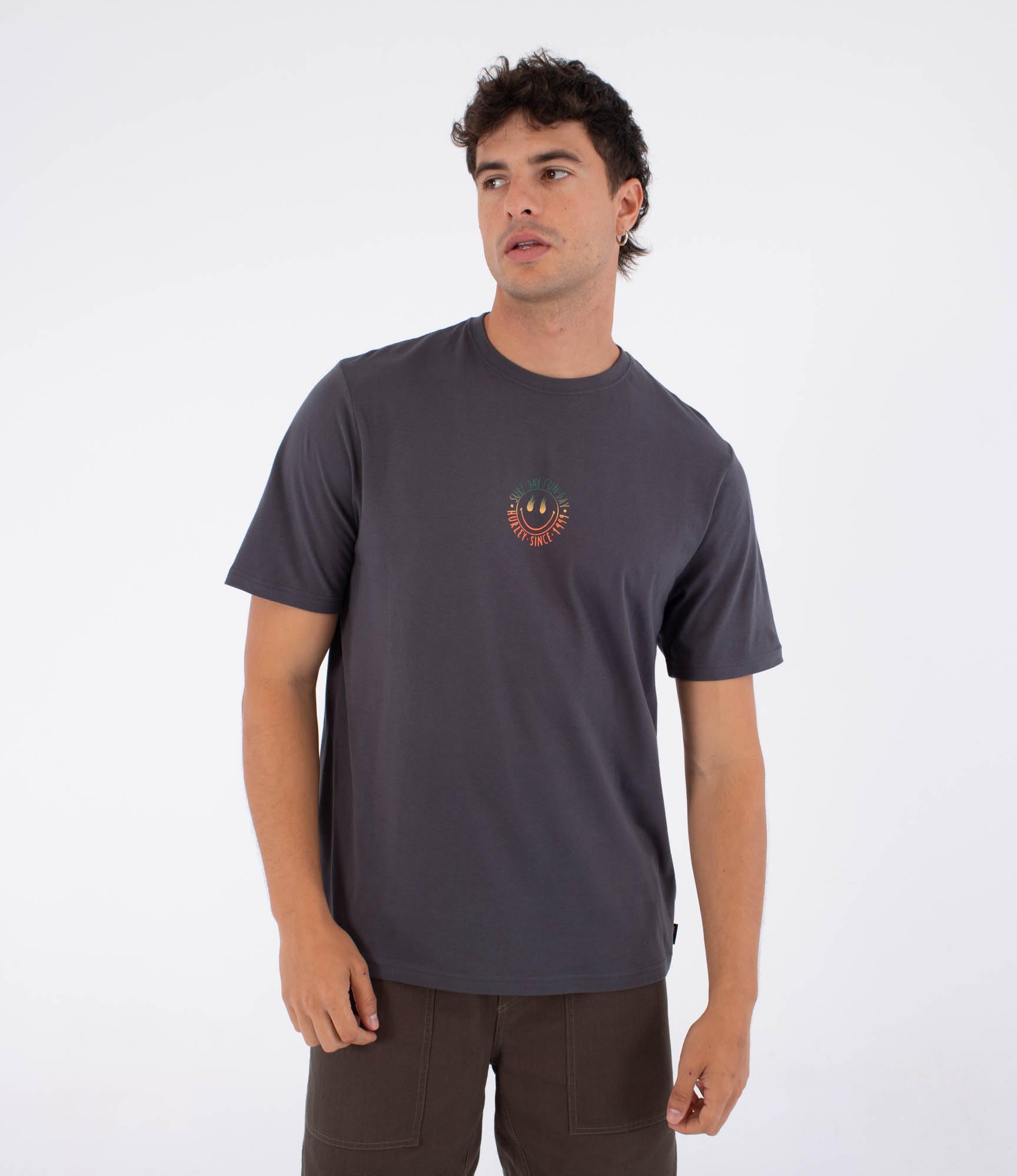 Hurley Mens Short Sleeve Printing Press Rubel T-Shirt, Grey, S EU